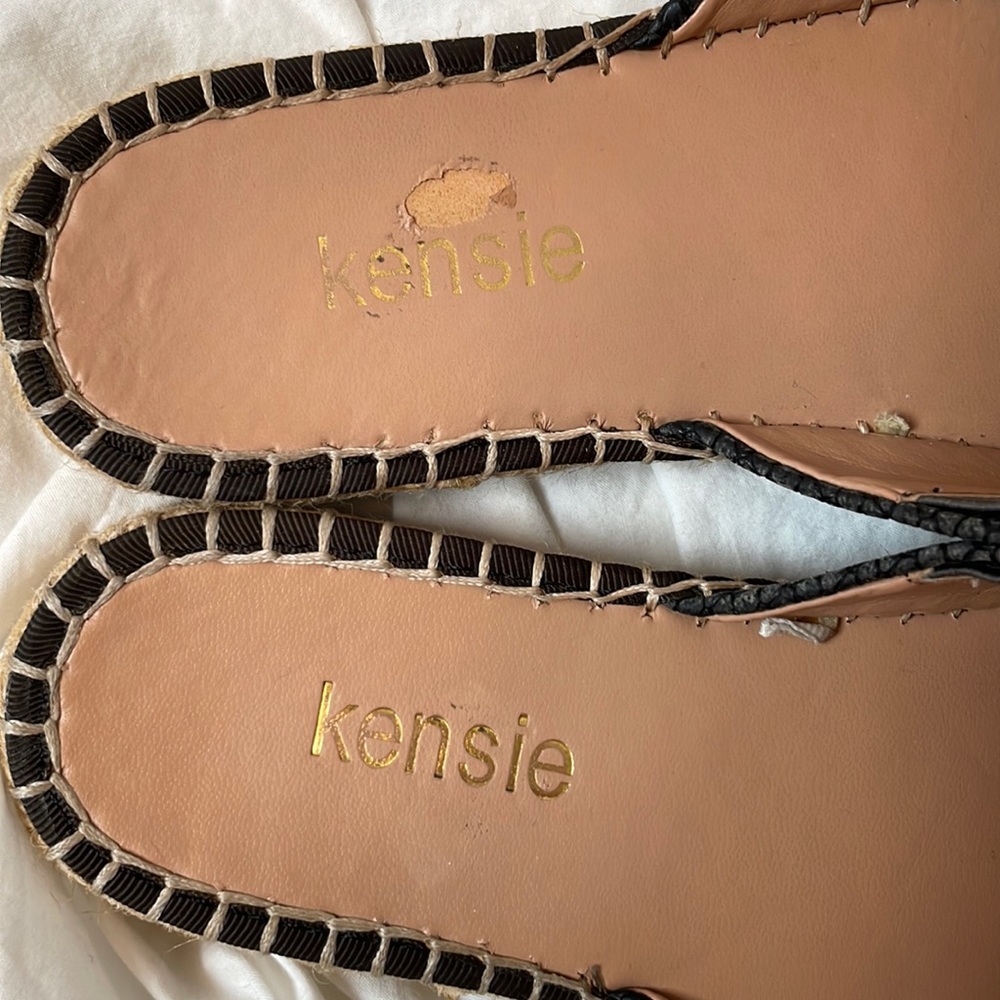 Kensie Hensley Faux Snake Skin Embossed Espadrille Mule Slip On Sandal Black 7 - Picture 5 of 14